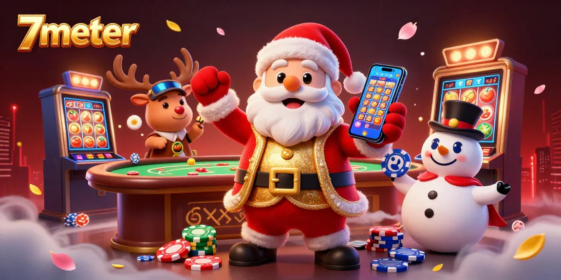 Experience the excitement of winning with 7meter in a vibrant casino setting filled with slot machines and colorful chips.