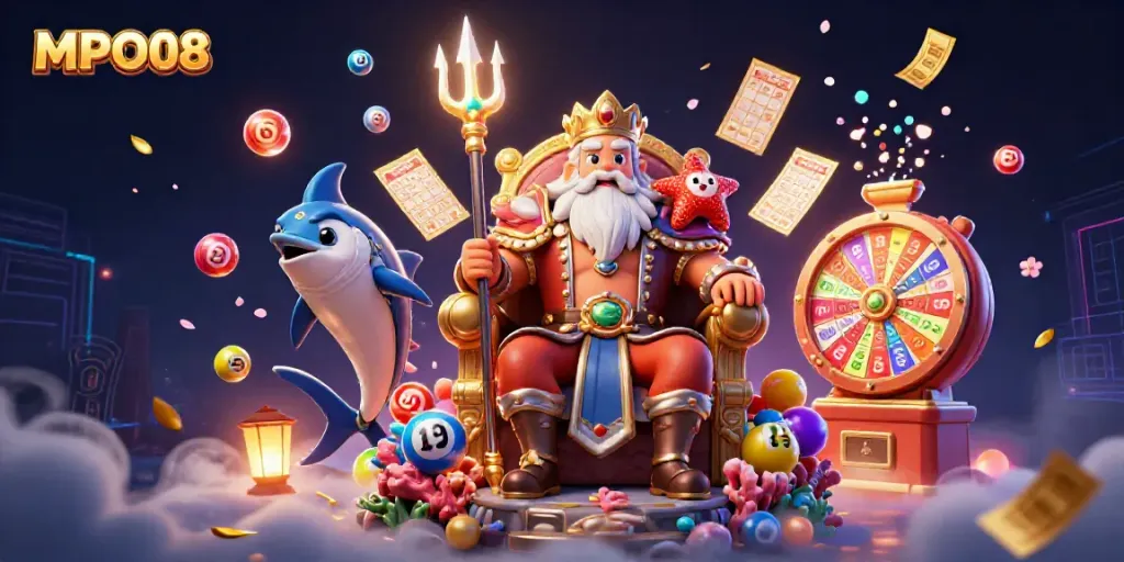 Engage in MPO08's thrilling lottery experience with Neptune and vibrant game elements.