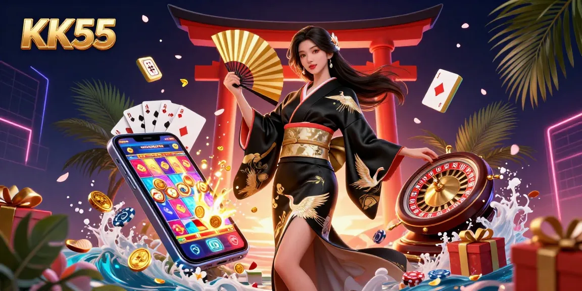 Engage with KK55's vibrant digital casino scene featuring captivating games and elegant aesthetics.