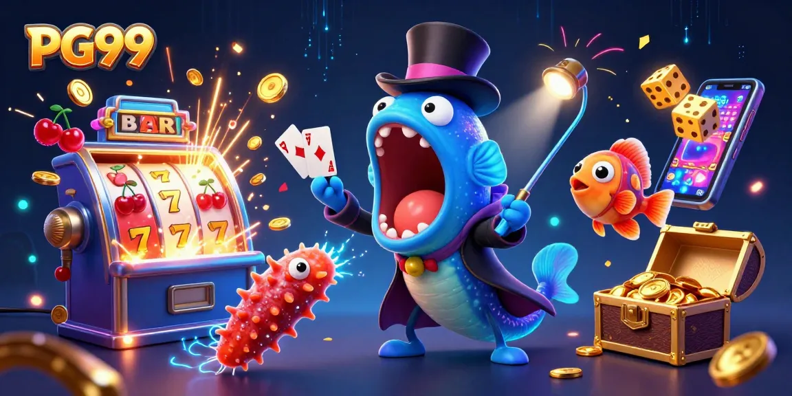 Engage with PG99's thrilling atmosphere as the deep-sea creatures perform stunning casino magic tricks.