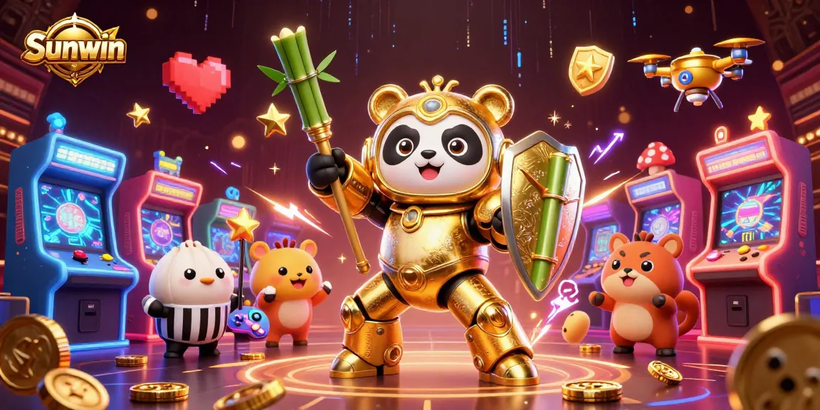 Experience the thrill of Sunwin in a vibrant 3D casino showdown of game elements.