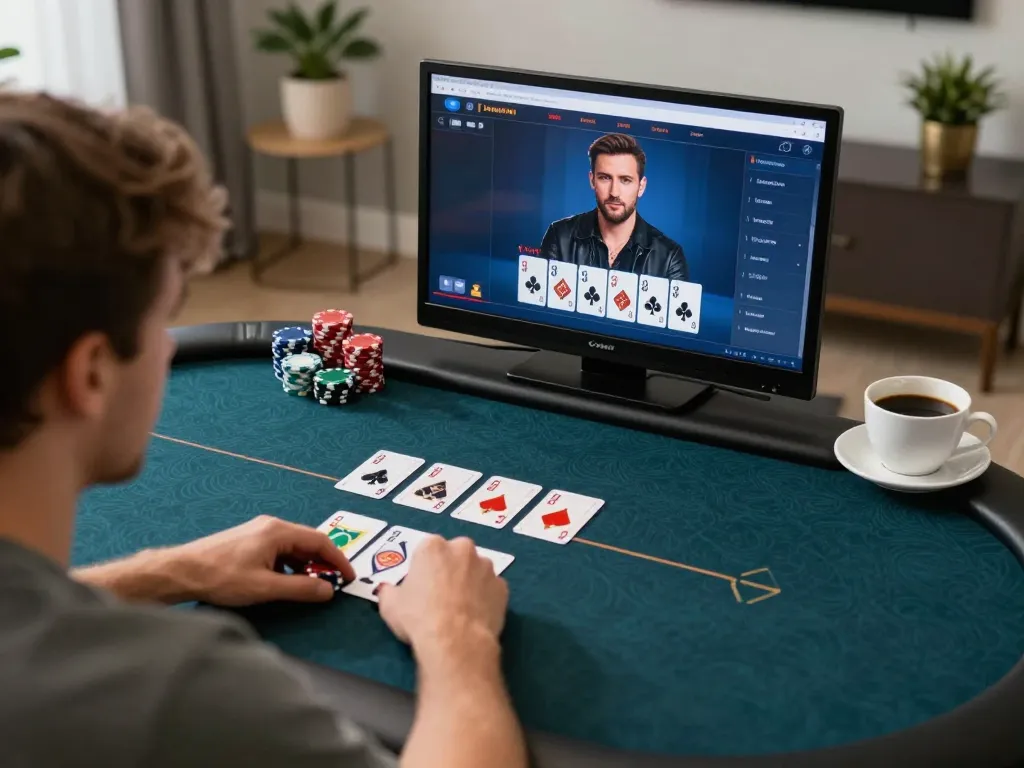 viceroyluxury players engaging in strategic poker gameplay at home with vibrant game display
