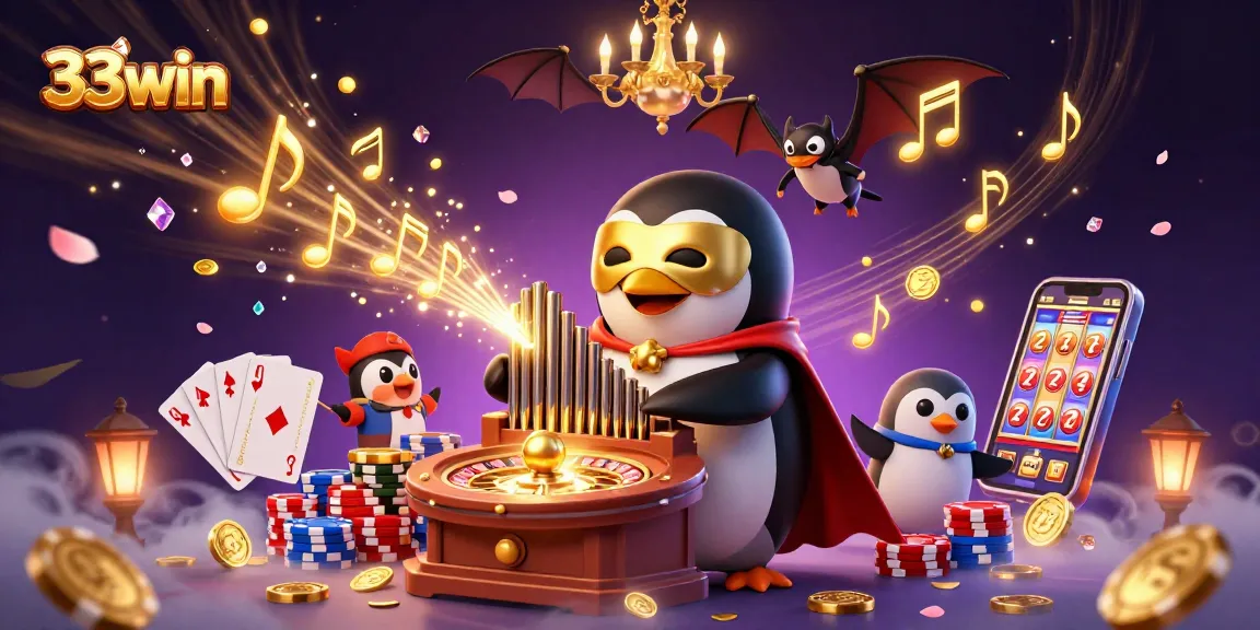 33win offers a vibrant casino experience with golden coins flying and thrilling gameplay elements.