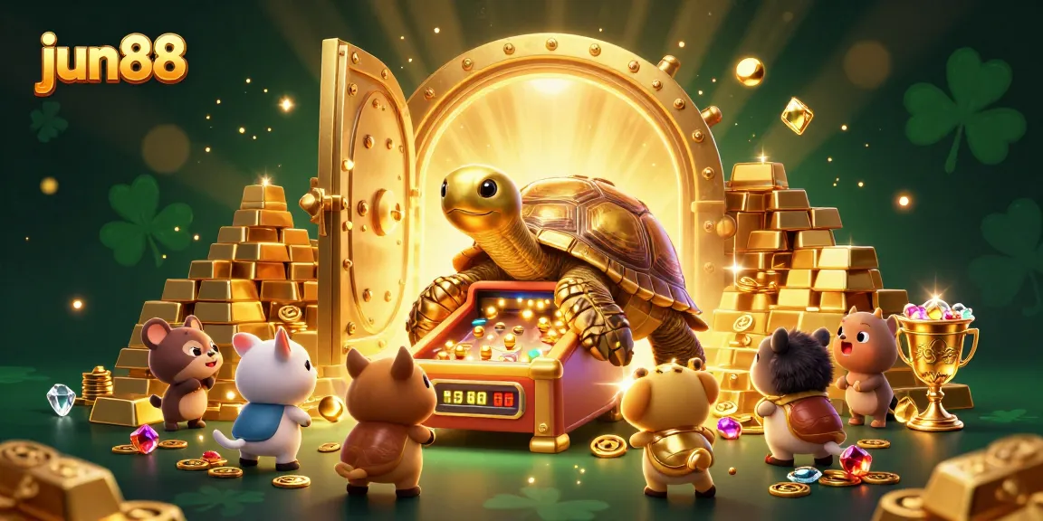 Experience thrilling fun at jun88 with a golden tortoise pinball machine and treasure elements.