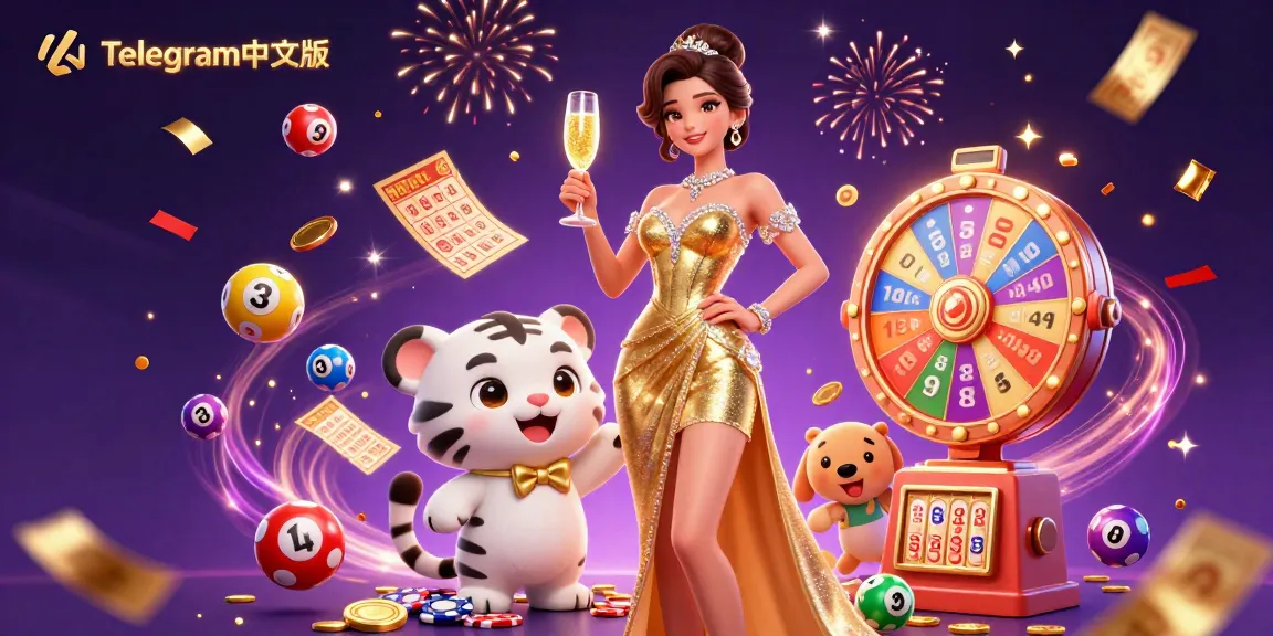在这个充满活力的彩票元素的游戏场景中,使用Telegram中文版旋转赢取胜利。