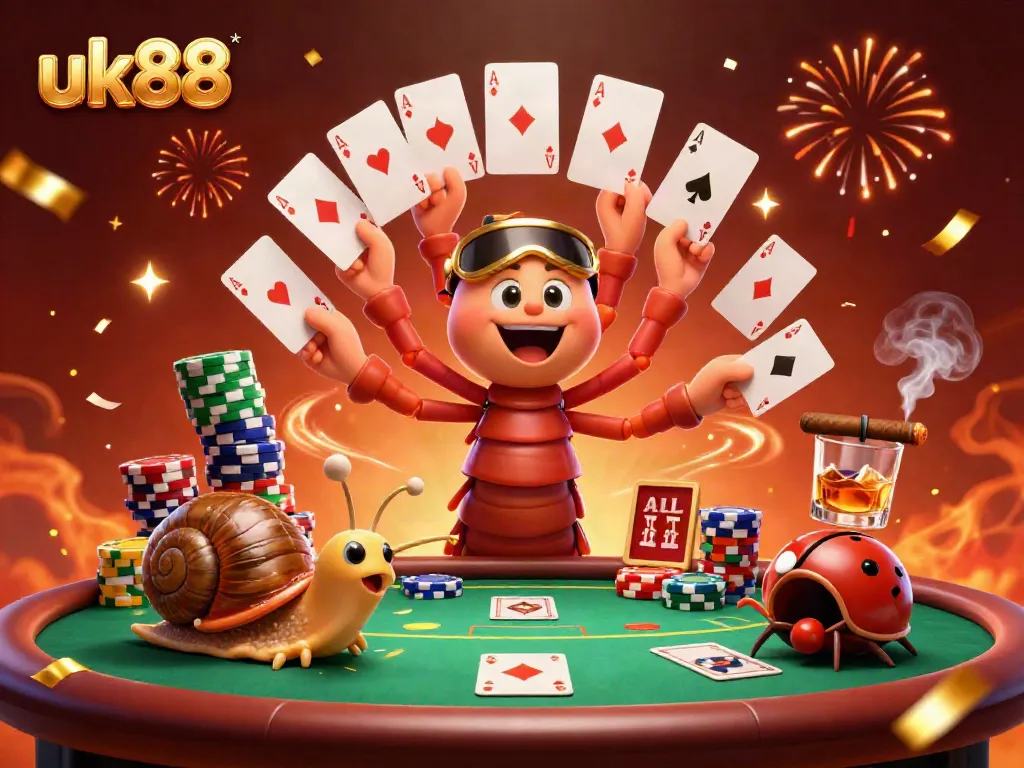 Join the excitement at uk88 with a lively poker scene featuring a millipede dealer and unique characters.