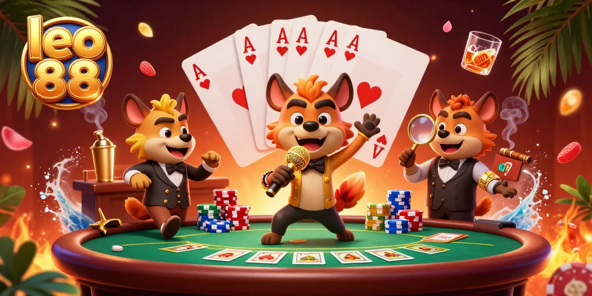 Engaging scene at leo 88 comedy casino featuring hyenas' humor and lively gaming.