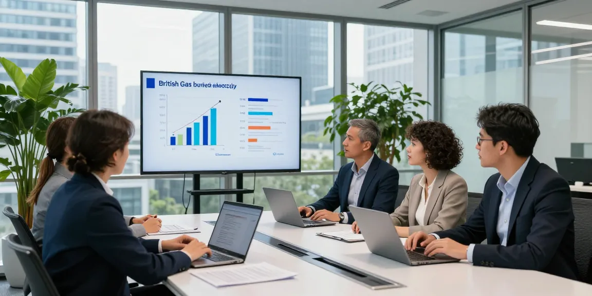 Team discussing British Gas business electricity rates in a modern office.
