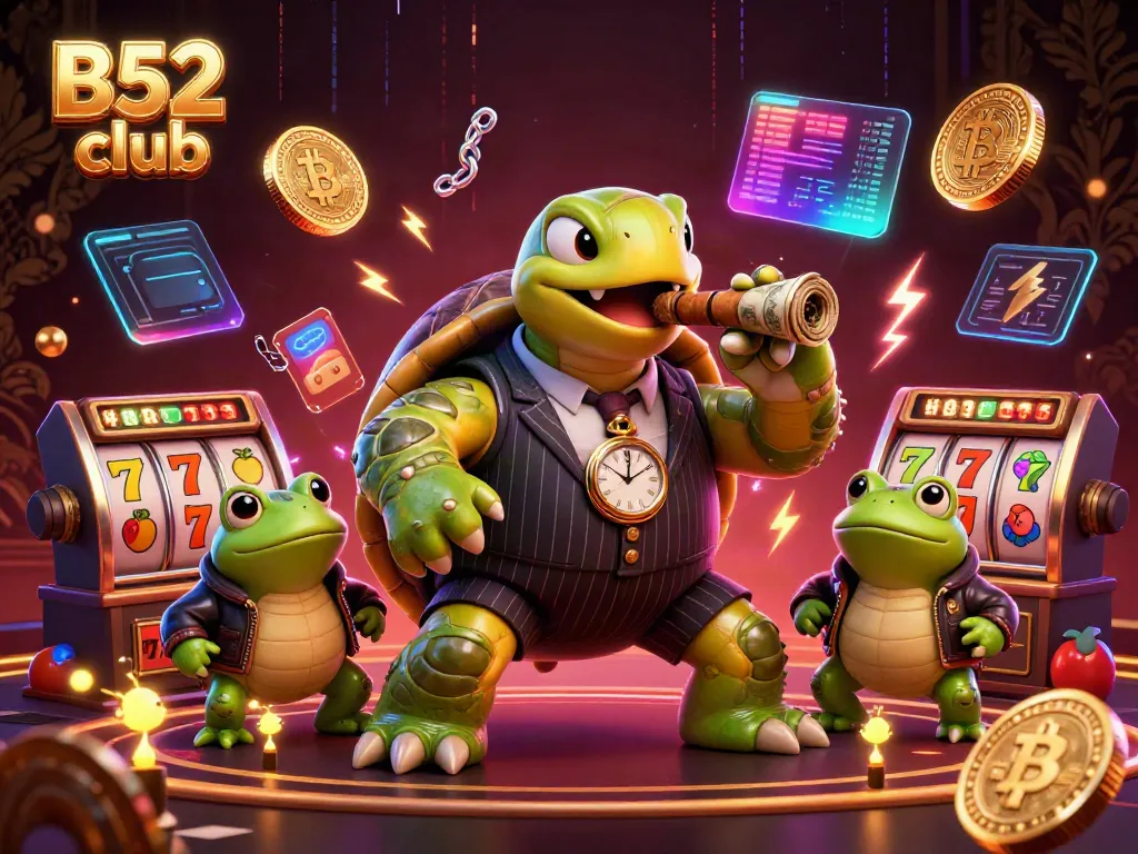 Experience the energy of B52 club with vibrant characters amidst exciting casino elements.