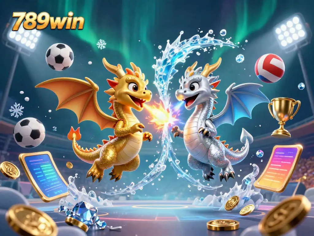 Experience the thrilling action with 789win as dragons clash amid dynamic gaming symbols.