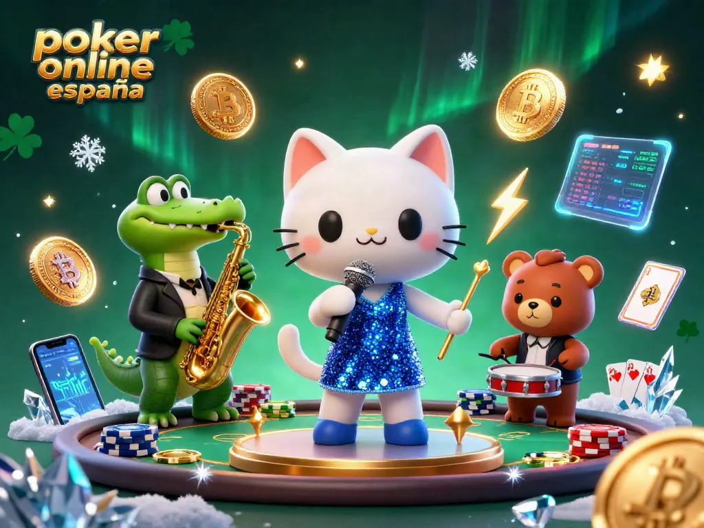 Disfruta del póker online España con una escena animada de personajes en un casino vibrante.