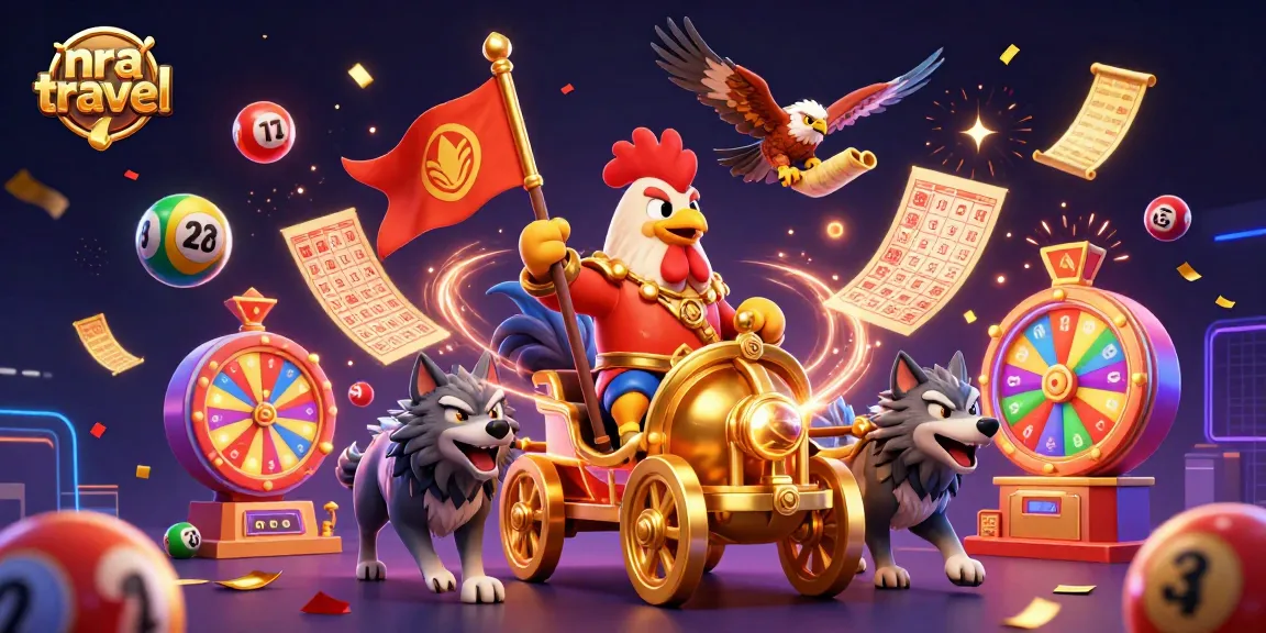 Experience the vibrant action of nra travel with engaging lottery elements in this 3D illustration.