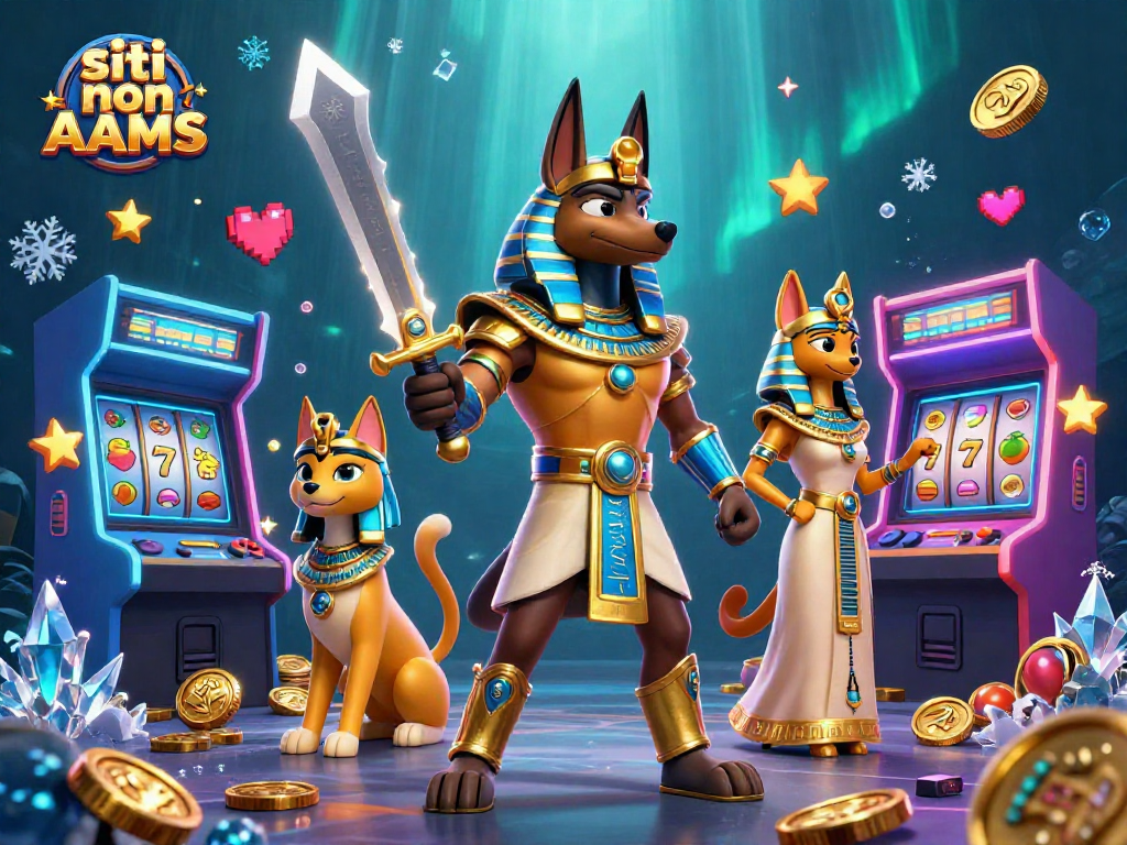 Gioca nei siti non AAMS con la cartone 3D di Anubi e Bastet in un casinò vivace.