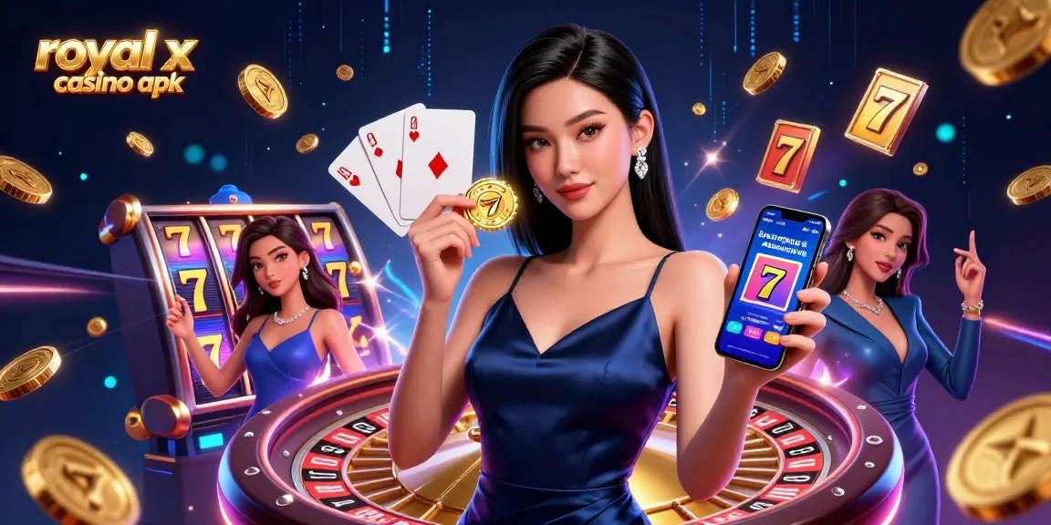 Engage with royal x casino apk gameplay illustrated by stunning characters amidst dynamic casino elements.