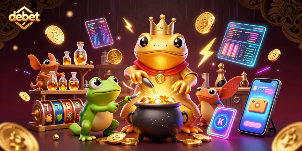 Engage in debet with a rich 3D digital illustration featuring alchemical elements and casino icons.