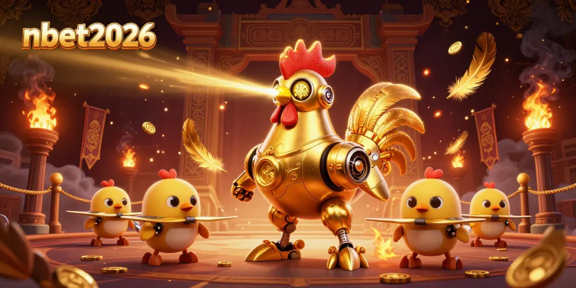 Engage in exciting gameplay with nbet2026 as the golden rooster robot and drones sparkle amidst the casino action.