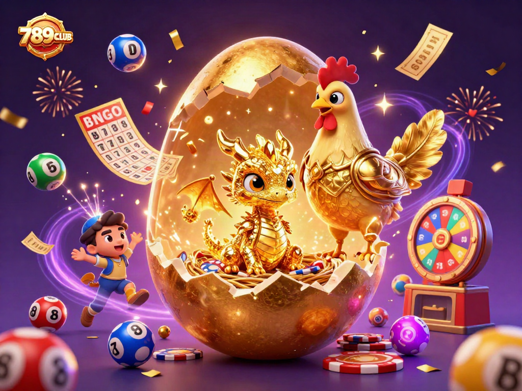 Experience the excitement of 789CLUB with golden dragon graphics, vibrant casino elements, and dynamic play!