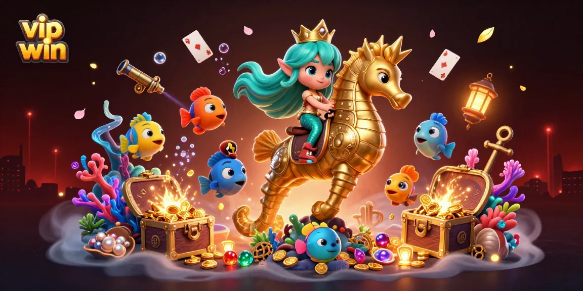 Experience exciting gameplay at vip win with a vibrant underwater casino adventure illustration