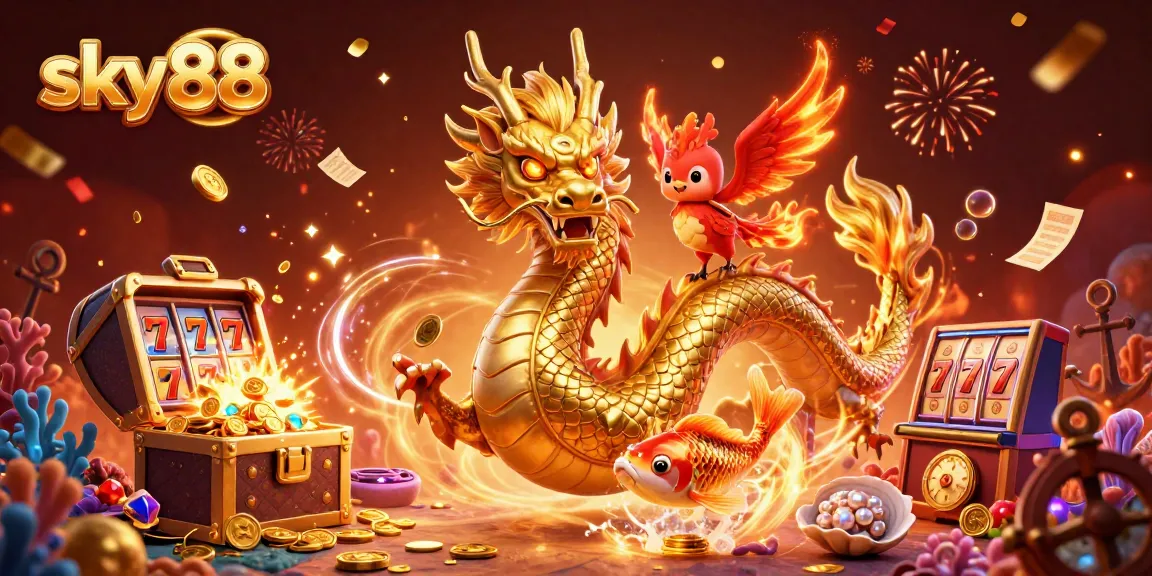 Experience thrilling action with sky88 as the dragon, phoenix, and koi fish leap through a vibrant world of riches.