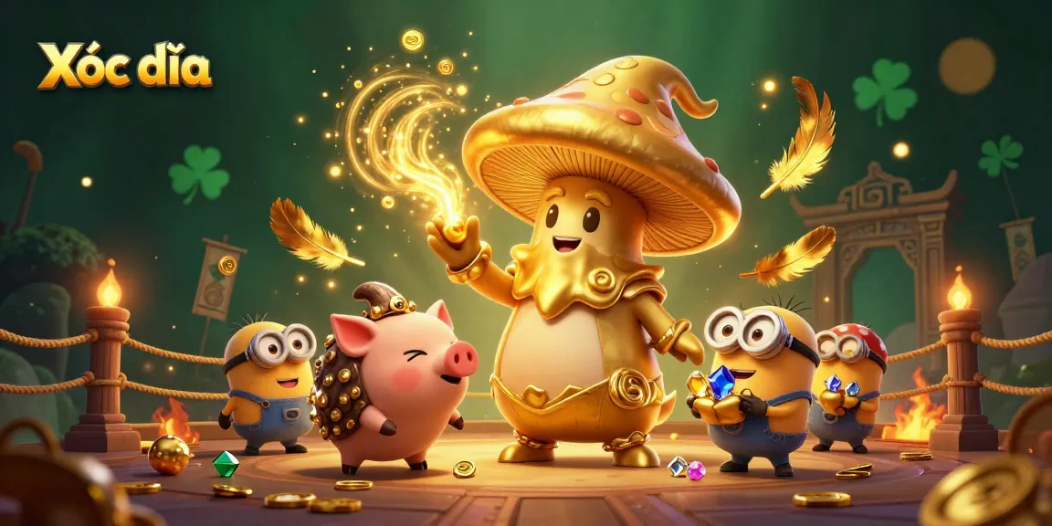 Xóc đĩa game featuring magical characters in an opulent casino setting, attracting bettors with treasure.