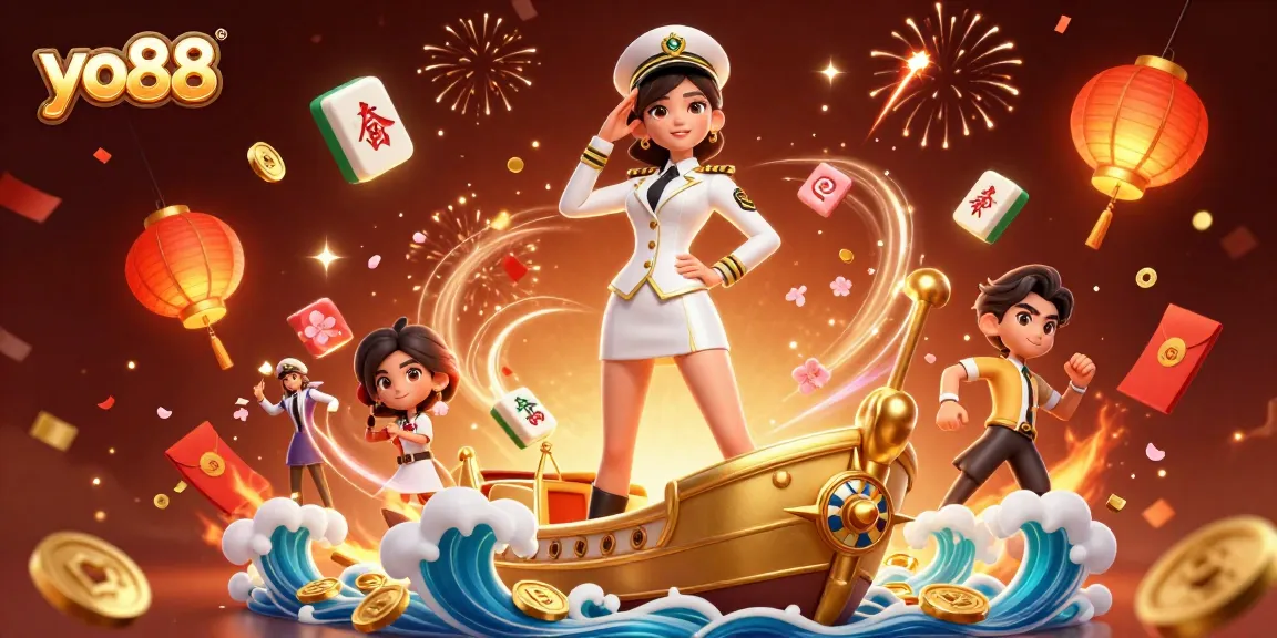 Experience thrilling gameplay at yo88 with vibrant casino elements in a rich, festive scene.