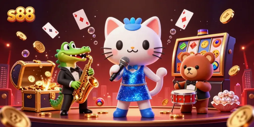 Experience the excitement of s88 gaming with vibrant characters and dynamic casino elements.