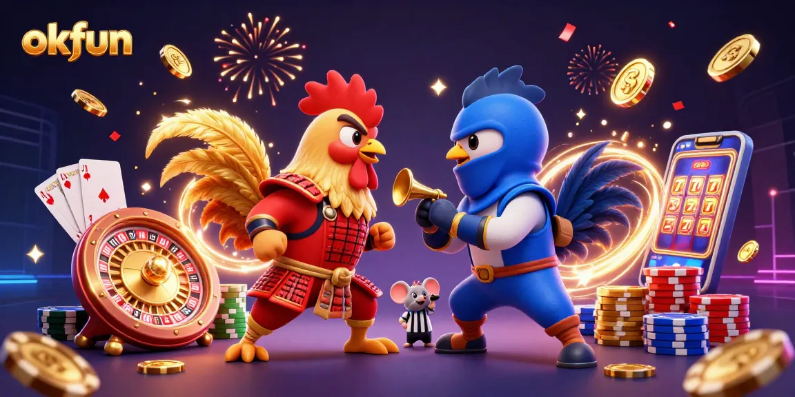 Engage with the excitement of okfun through thrilling gambling scenes featuring dramatic rooster standoffs.