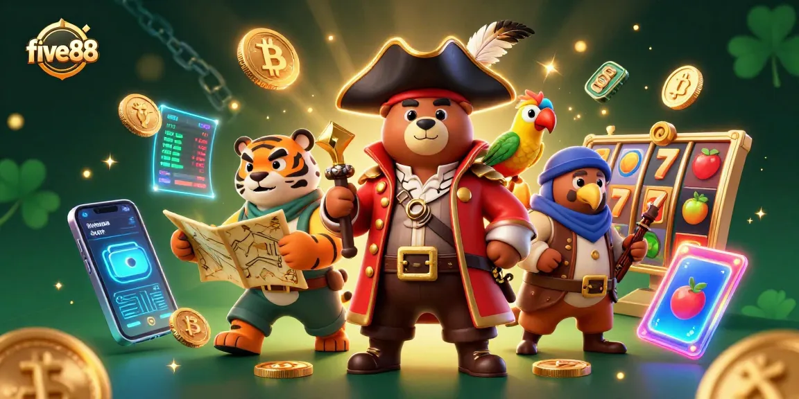 Spin and win with five 88 in a vibrant 3D casino scene filled with exciting game elements.
