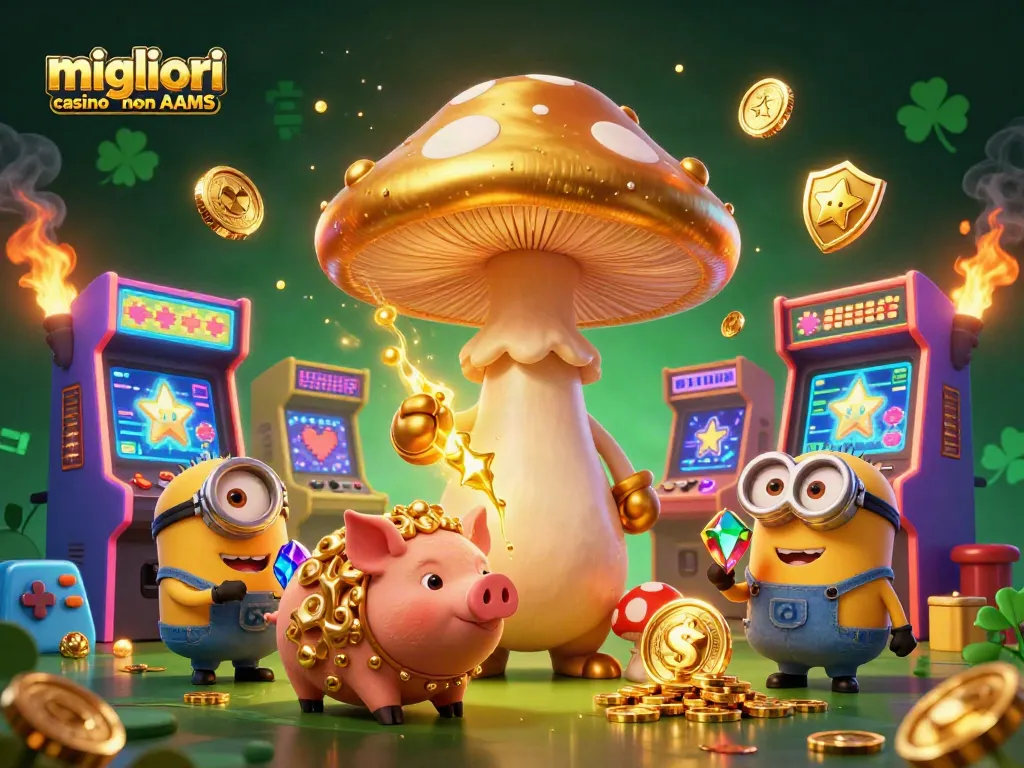 Scopri i migliori casino non AAMS, con un mago fungo d'oro e tesori scintillanti nei giochi da casinò.