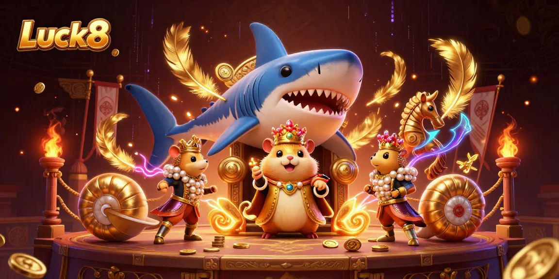 Engage with Luck8's thrilling casino adventures featuring vibrant characters in a dynamic, action-packed scene.
