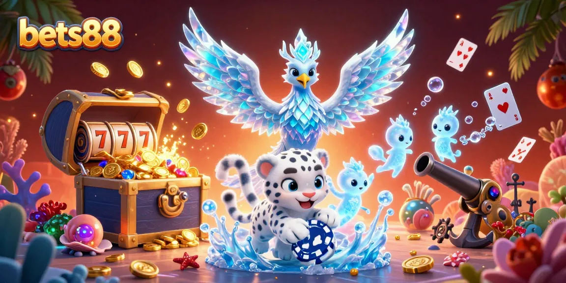 Experience exciting slots and jackpots with bets88 in an enchanting 3D casino illustration.