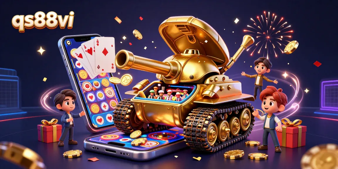 Play dynamic slot games with qs88vi's colorful smartphone and vibrant casino elements.