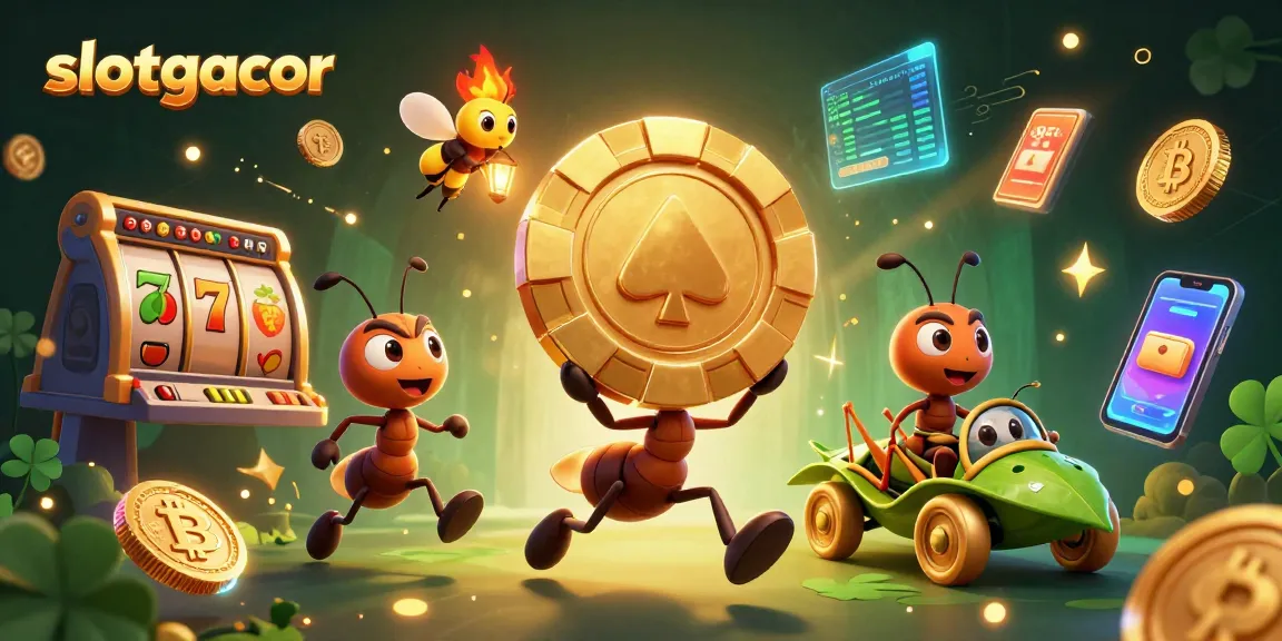 Experience the thrilling slotgacor adventure with ants on a heist, captivating visuals and sparkling elements.