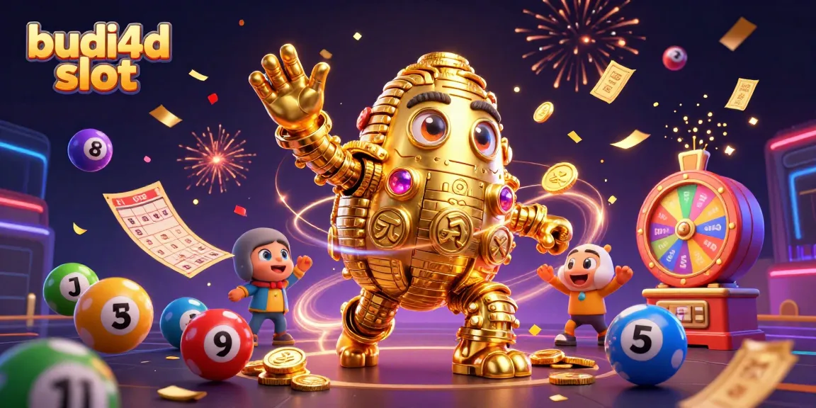 Spin for big wins with budi4d slot featuring vibrant gaming elements in an exciting 3D scene.