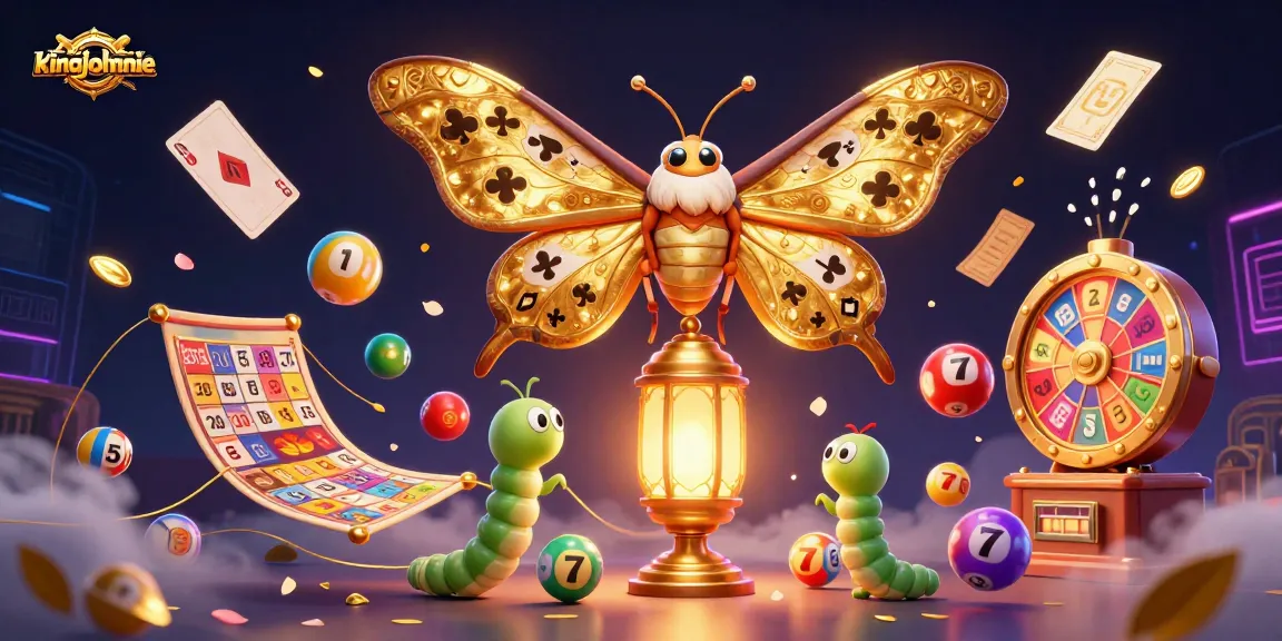 Engaging 3D scene showcasing kingjohnnie with golden wings and vibrant casino elements.